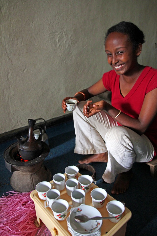 Yabsera in Butajira performed my first coffee ceremony in Ethiopia