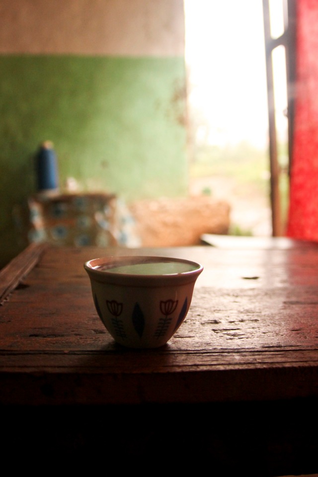 A single cup of bunna steams at a cafe in Chiri